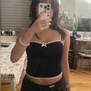Edikted Navy Lace Trim Top